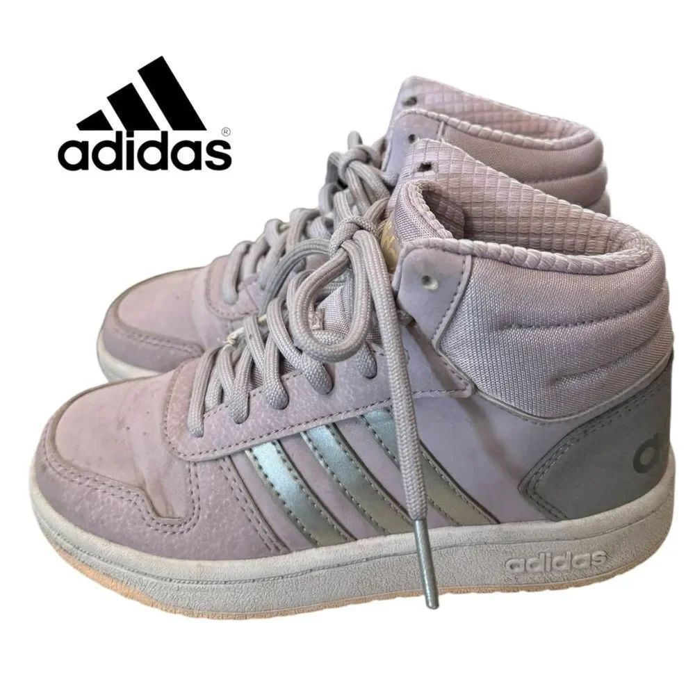 Adidas (GS) Hoops 2.0 Mid 'Purple Silver' EE9601 Kids Sneakers 12.5